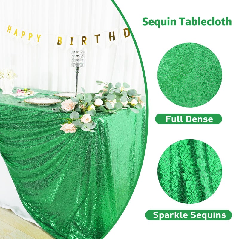 Poise3EHome Green Sequin Tablecloth 50x72 Inch  Green Tablelcoth Sparkly Tablecloth for Christmas Birthday Party Graduation Decor - Image 2