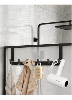 Generic 5-Hook Over Door Hanger Rack, Versatile Organizer for Coats, Towels, Bags and Keys, Perfect for Bathroom and Bedroom, Sleek Black Design  - Image 4