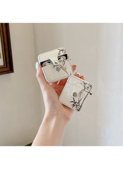 Suitable For AirPods 4 Headphone Case Cartoon All-inclusive Leather Case For Apple1/2 Generation Pro2 Bluetooth Protective Case One-piece Case-Color:One-piece Leather Case-white Bamboo-Model:Airpods 4 (protective Case)
