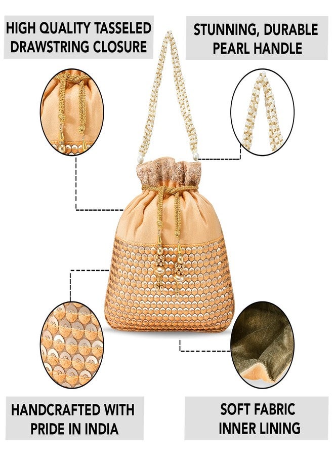 Aheli Indian Potli Bags Gift for Women Evening Bag Clutch Ethnic Bride Purse with Drawstring - Image 2