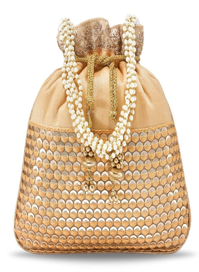 Aheli Indian Potli Bags Gift for Women Evening Bag Clutch Ethnic Bride Purse with Drawstring - Image 1
