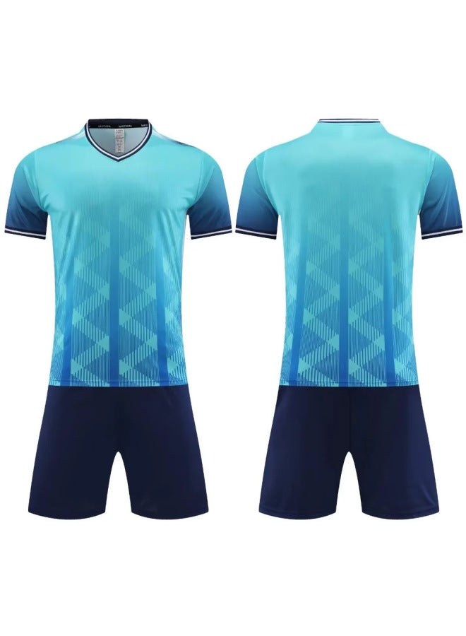 Light Blue Competition Team Uniforms Sports Breathable Sweat-wicking Printable Jerseys Football Uniforms For Children And Adults