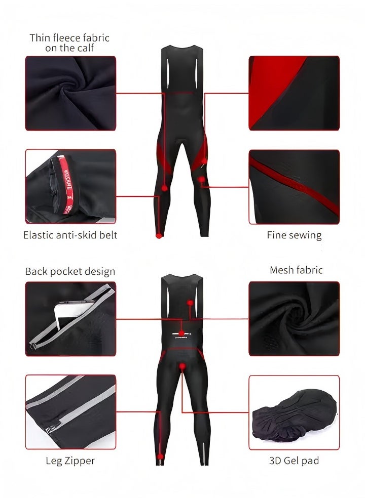 Generic Men's Cycling Bib Pants,Cycling Pants,Cycling Bib Trousers Autumn Winter Thermal 3D Gel Padded Cycling Bib Pants Mountain Bike Pants Bicycle Tights  - Image 4