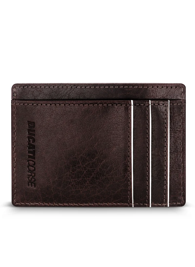 دوكاتي كورس Corse Stile Brown Genuine Leather Card Holder For Men