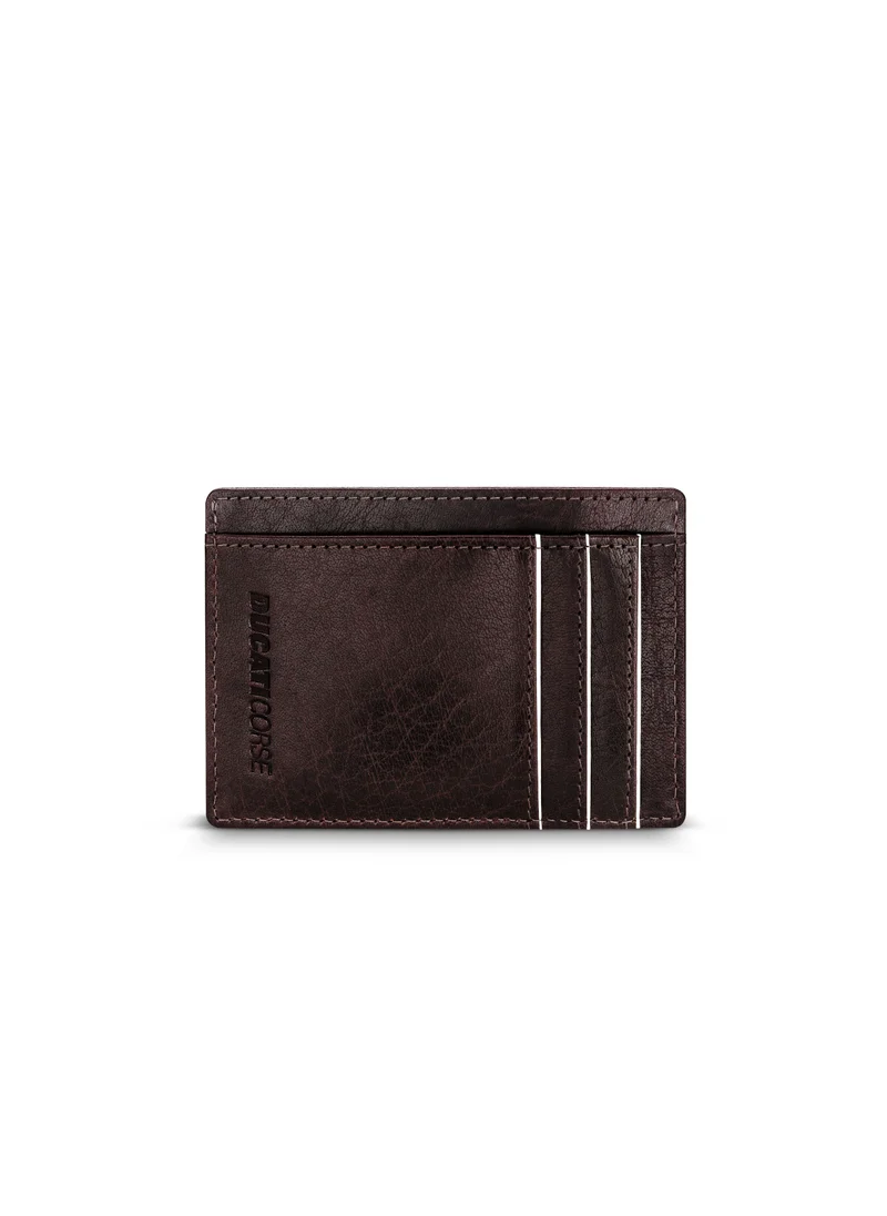 Ducati Corse Ducati Corse Stile Brown Genuine Leather Card Holder For Men - DTLGD2200602