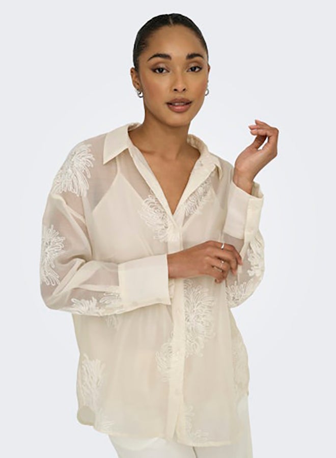 ONLY Onloregon Anna Life Ls Emb Shirt Wvn - Image 3