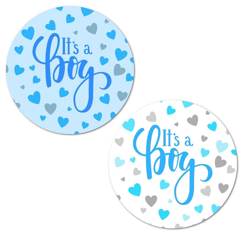 40 Blue Its a Boy Stickers 2 Inch Big Round Glossy Labels Baby Shower Great for Party Favors Tags Games and Supplies Made in USA