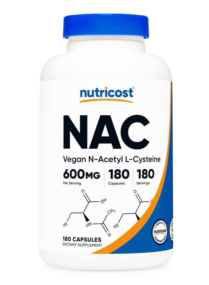 Nutricost N-Acetyl L-Cysteine Capsules 600mg 180 Caps - Image 1