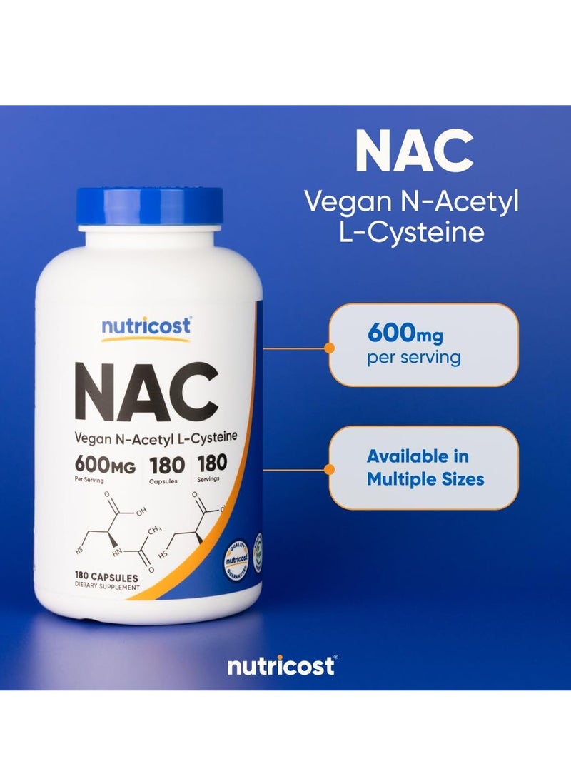 Nutricost N-Acetyl L-Cysteine Capsules 600mg 180 Caps - Image 4