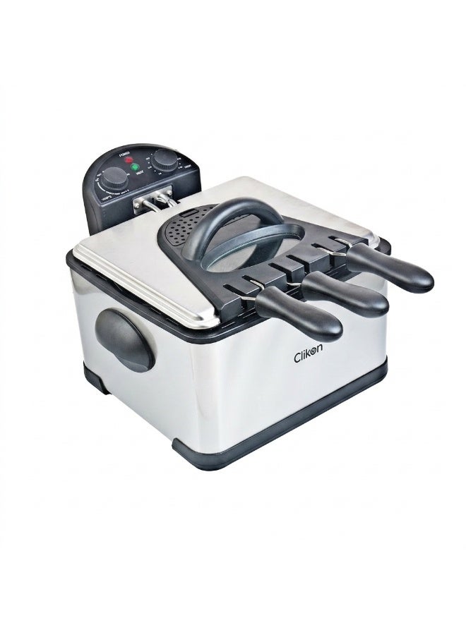 Clikon 4L Deep Fryer with Timer | Convenient Deep Frying | Practical Kitchen Appliance | Easy Cooking Control | 2-Year Warranty | CK374 | Silver and Black 4 L 2000 W CK374 Silver and Black - Image 1