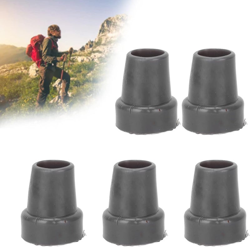 cheekyglo Crutch Tips, 5PCS Imitation Tire Texture Preservative Non Slip Rubber Translucent 7/8 Inch Crutch Tips for Cane 22mm Single Angle Cane Tips Crutch Accessories(Gray)Gray - Image 1