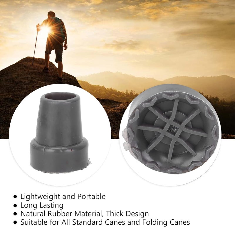 cheekyglo Crutch Tips, 5PCS Imitation Tire Texture Preservative Non Slip Rubber Translucent 7/8 Inch Crutch Tips for Cane 22mm Single Angle Cane Tips Crutch Accessories(Gray)Gray - Image 2