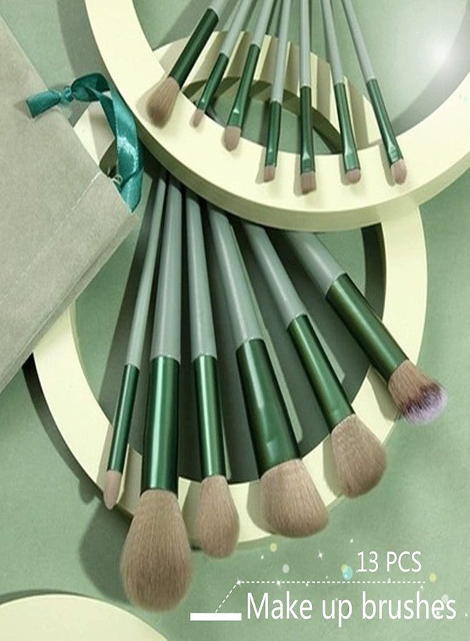 Lele Makeup Brush Set - 13 Piece Makeup Brushes for Eyeshadow, Powder, Blush, Foundation Blending travel Brush Set with Portable valvet Pouch - Image 3