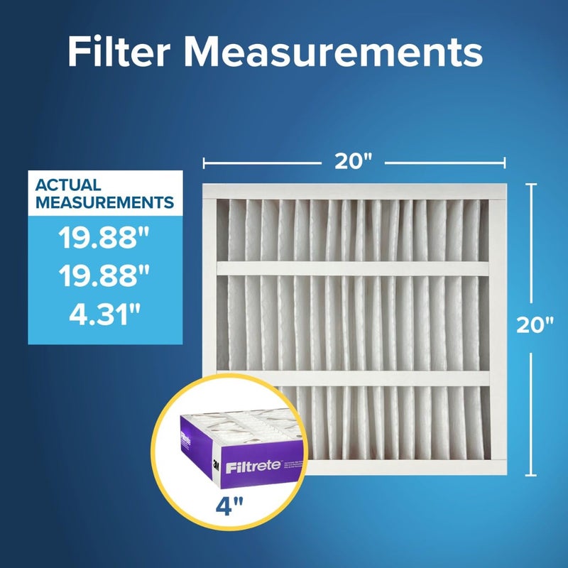 Filtrete 20x20x4 AC Furnace Air Filter, MPR 1550, MERV 12, Fits Honeywell, CERTIFIED Asthma & Allergy Friendly, Electrostatic Air Cleaning Filter, 2-Pack (Actual Size 19.88x19.88x4.31 in) - Image 2