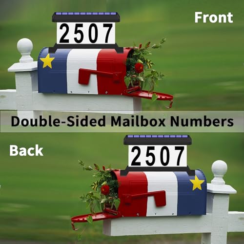 IVWVI Solar Mailbox Numbers, Double sided Solar House Numbers for Outside, Waterproof RGBW Color Changing Remote Control, Lighted Modern Address Sign Solar Powered for Mailbox(solar rgbw) - Image 3