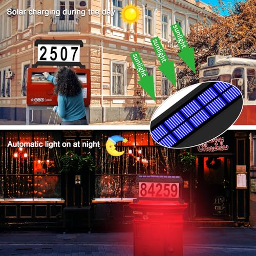 IVWVI Solar Mailbox Numbers, Double sided Solar House Numbers for Outside, Waterproof RGBW Color Changing Remote Control, Lighted Modern Address Sign Solar Powered for Mailbox(solar rgbw) - Image 4