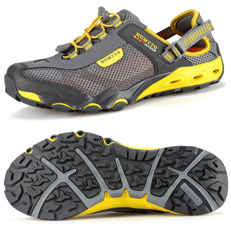 HUMTTO Mens Amphibious Water Shoes Outdoor Hiking Sandals for Men Summer NonSlip Quick Drying Water Sandals River Shoes 758 Grey