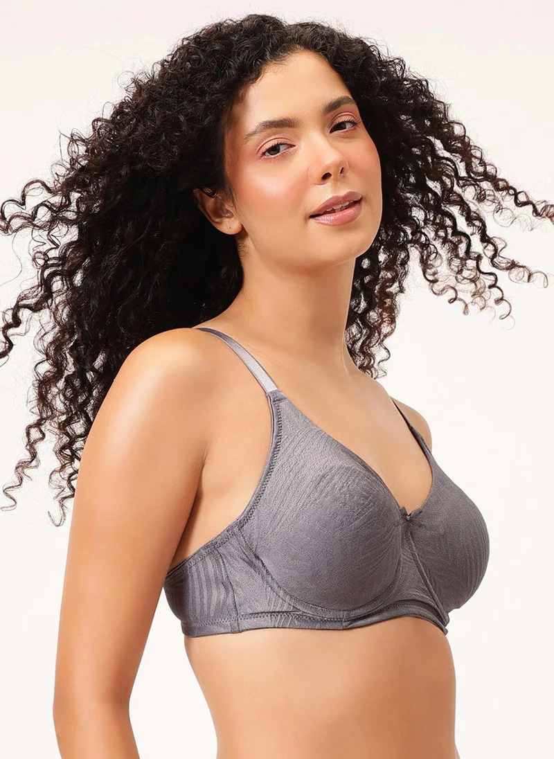 Clovia Grey Clovia Non-Padded Wired Full Figure Self-Patterned Bra in Light Grey - Jacquard for Women | Best Price UAE