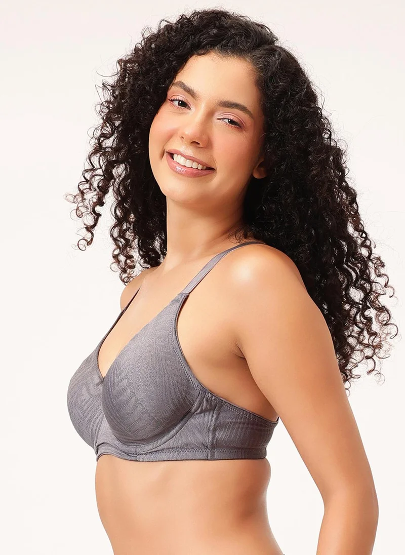 Clovia Grey Clovia Non-Padded Wired Full Figure Self-Patterned Bra in Light Grey - Jacquard for Women | Best Price UAE
