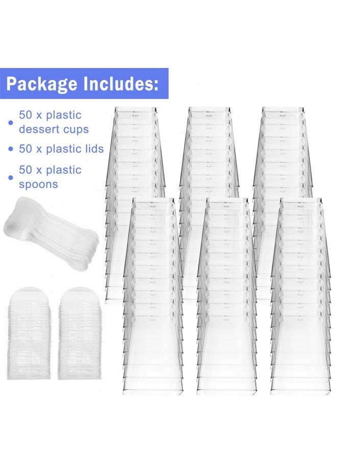 Monrocco 50 Pack 5 oz Plastic Dessert Cups with Lids and Spoons, Mini Parfait Cups with Lids Appetizer Cups for Party, Clear Mini Dessert Cups with Spoons Yogurt Dessert Shooter Cups for Pudding - Image 3