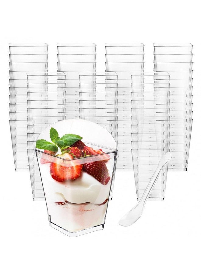 Monrocco 50 Pack 5 oz Plastic Dessert Cups with Lids and Spoons, Mini Parfait Cups with Lids Appetizer Cups for Party, Clear Mini Dessert Cups with Spoons Yogurt Dessert Shooter Cups for Pudding - Image 1