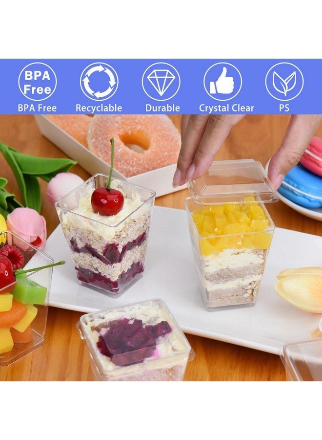 Monrocco 50 Pack 5 oz Plastic Dessert Cups with Lids and Spoons, Mini Parfait Cups with Lids Appetizer Cups for Party, Clear Mini Dessert Cups with Spoons Yogurt Dessert Shooter Cups for Pudding - Image 4