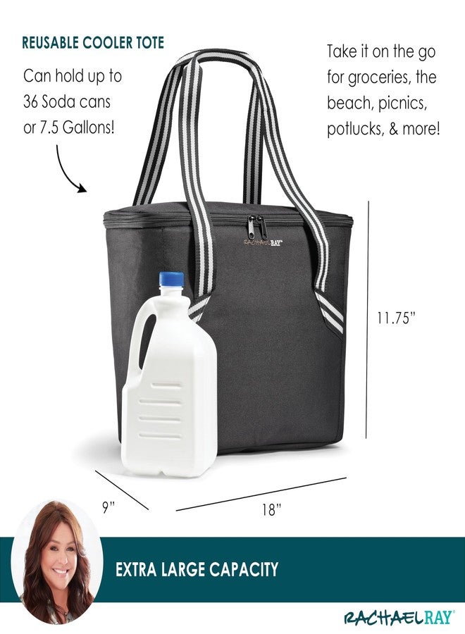 راتشل راي حقيبة رايتشل راي فيلد توت - حقيبة تبريد ناعمة الجوانب بسحاب، معزولة ومقاومة للتسرب، حقيبة تسوق، حقيبة تبريد محمولة للسفر، لحفظ الأطعمة الساخنة أو الباردة، أسود - Image 3