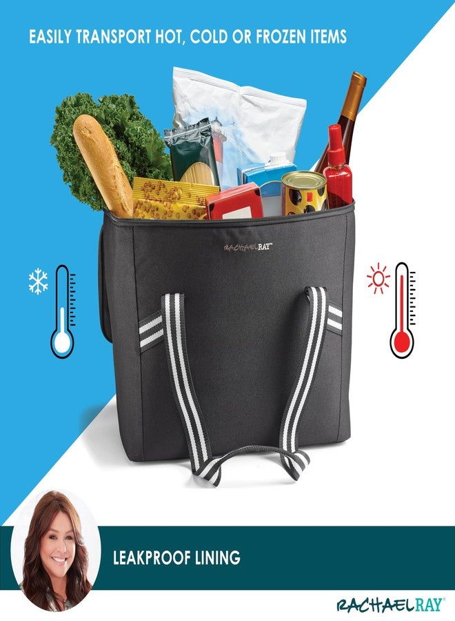 راتشل راي حقيبة رايتشل راي فيلد توت - حقيبة تبريد ناعمة الجوانب بسحاب، معزولة ومقاومة للتسرب، حقيبة تسوق، حقيبة تبريد محمولة للسفر، لحفظ الأطعمة الساخنة أو الباردة، أسود - Image 4