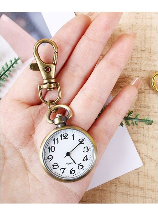Men's Women's Retro Keyring Bronze Analog Pocket Watch - Image 2