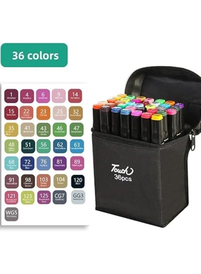 ARROLLIANT Touch Markers Professional Art Set-36 Double Ended Blendable Based Ink Colors with Fine & Chisel Tip,Perfect for Artists Beginner Adults & Kids-Marker Set of 36,Multicolor - Image 2