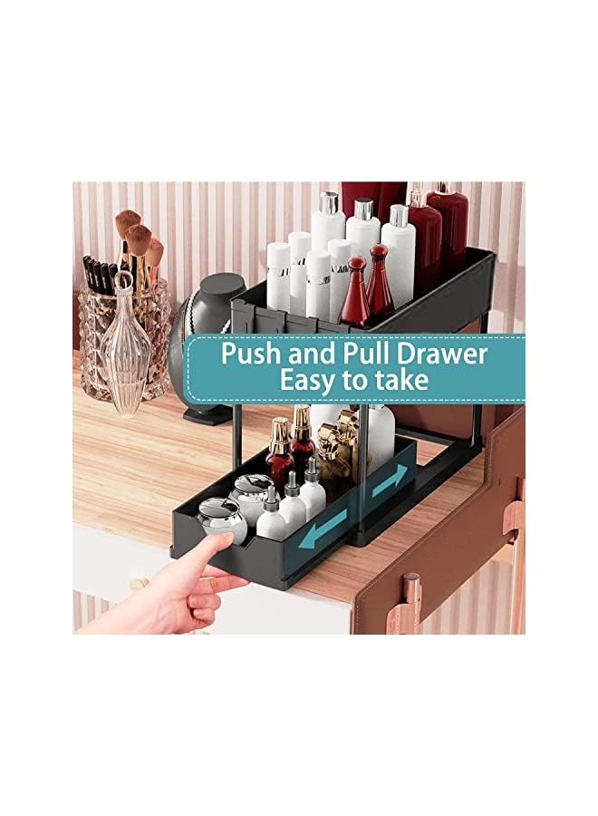 erorex Cabinet Basket Organizer 2 Tier Storage Under Cabinet Bathroom Under Sink Organizers And Storage Black Under Sink Storage Multi Purpose Storage Shelf For Kitchen Bathroom Office - Image 3