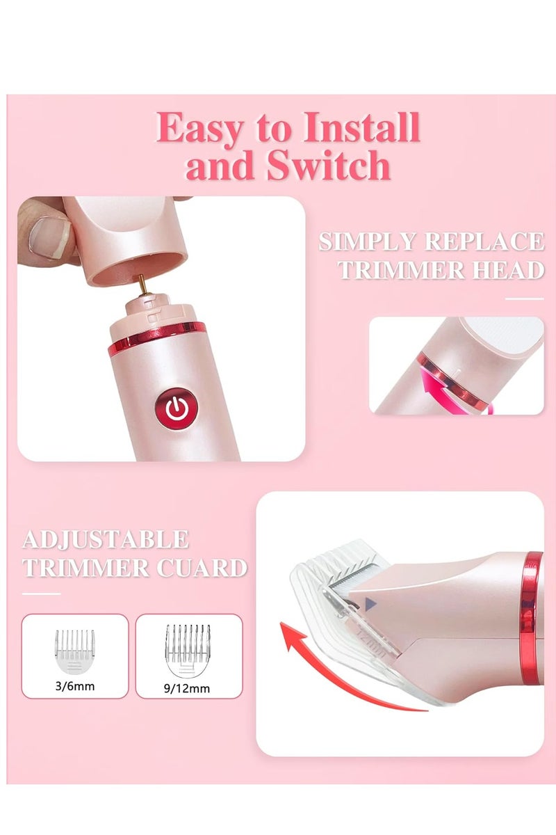 جوسكوين أداة تشذيب البيكيني للنساء، ماكينة حلاقة كهربائية لمنطقة البكيني 3 في 1، ماكينة حلاقة للساقين والجسم، ماكينة حلاقة كهربائية للنساء مقاومة للماء IPX6، هدايا للنساء، وردي - Image 4