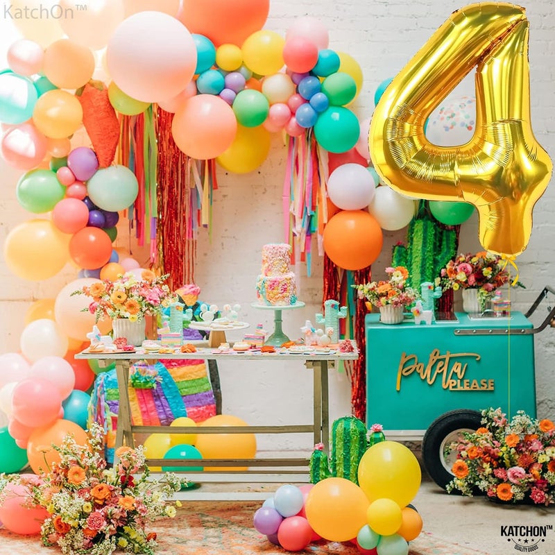 KatchOn, Gold Number 4 Balloons - Big, 40 Inch | 4 Birthday Balloon Gold, 4th Birthday Decorations | Golden 4 Balloon, 4th Anniversary Decorations | 4 Year Old balloon - Image 5