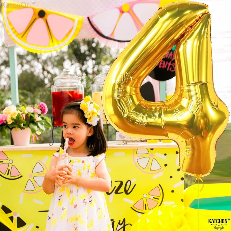 KatchOn, Gold Number 4 Balloons - Big, 40 Inch | 4 Birthday Balloon Gold, 4th Birthday Decorations | Golden 4 Balloon, 4th Anniversary Decorations | 4 Year Old balloon - Image 3