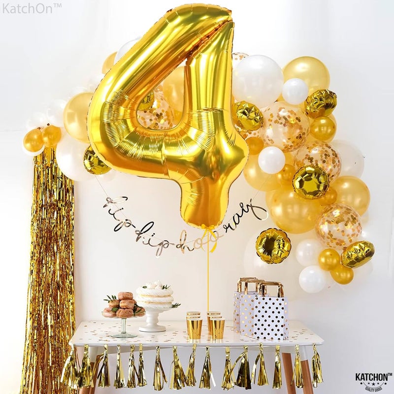 KatchOn, Gold Number 4 Balloons - Big, 40 Inch | 4 Birthday Balloon Gold, 4th Birthday Decorations | Golden 4 Balloon, 4th Anniversary Decorations | 4 Year Old balloon - Image 2