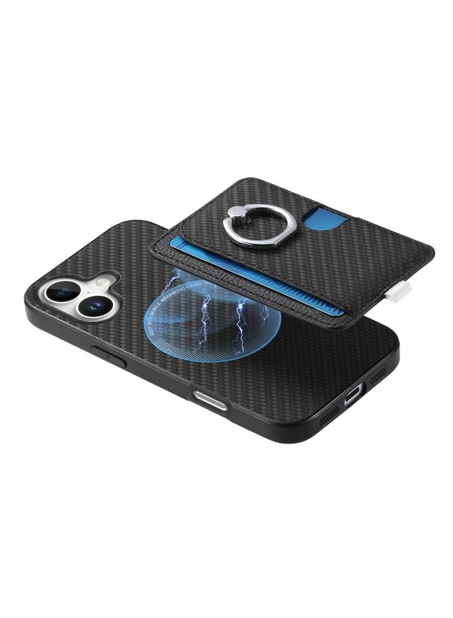 اس-توب جراب لهاتف iPhone X / XS مزود بحلقة جانبية من ألياف الكربون وحقيبة بطاقات من MagSafe - Image 4