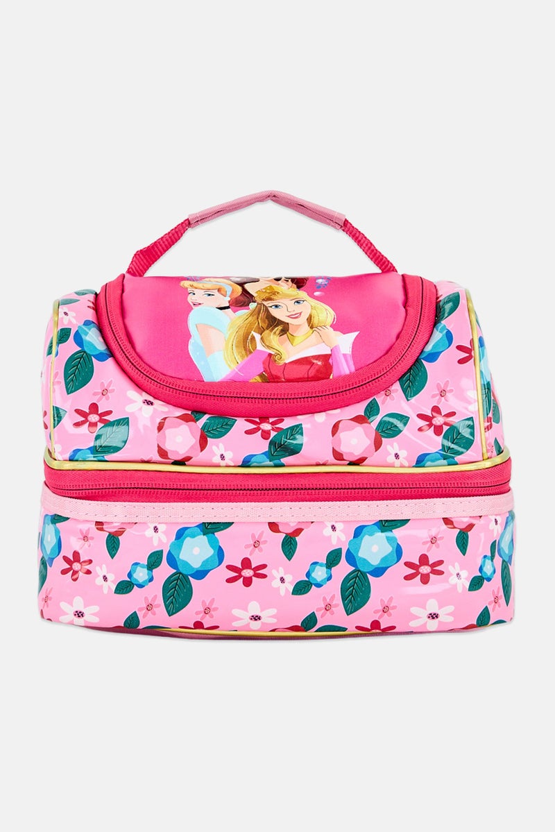 Toys For Less Kids Girl Disney Princess Floral Print Lunch Bag, Multicolor - Image 1