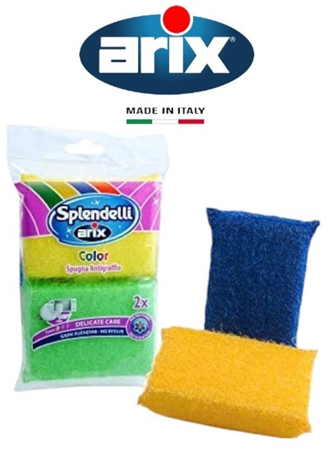 ARIX Splendelli Colors No-Scratch Sponge: Gentle Yet Effective Dishwashing Essential for Delicate Surfaces - 3 Pcs - Image 1
