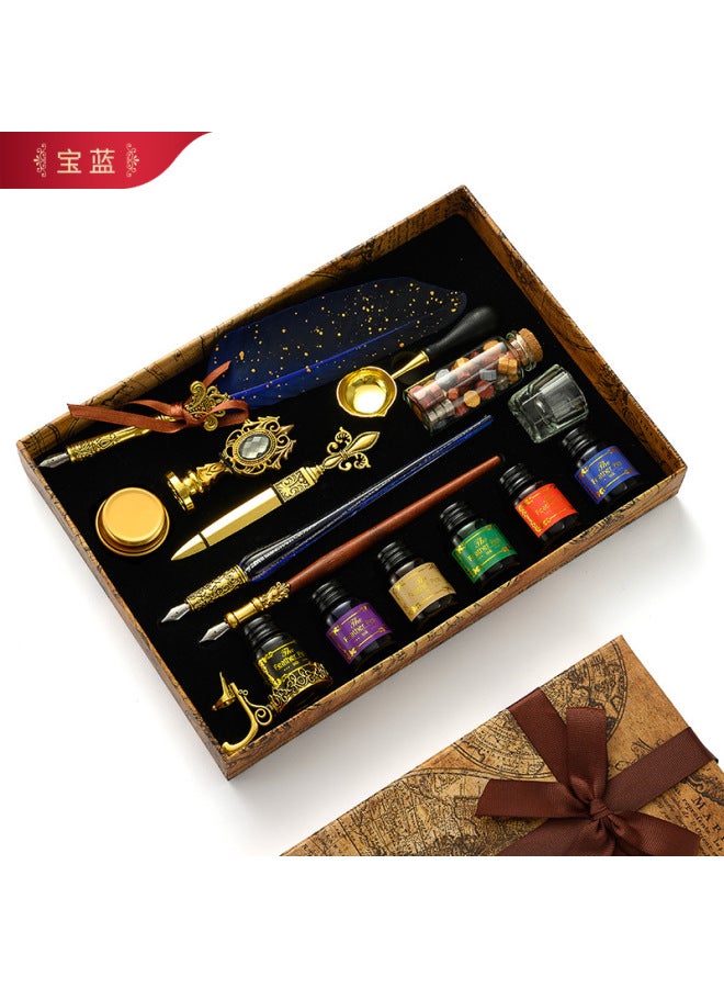 Autonomy European Quill Pen Set With Ink British Vintage Dip Water Quill Pen Fire Paint Seal Student Dip Water Pen - Image 1