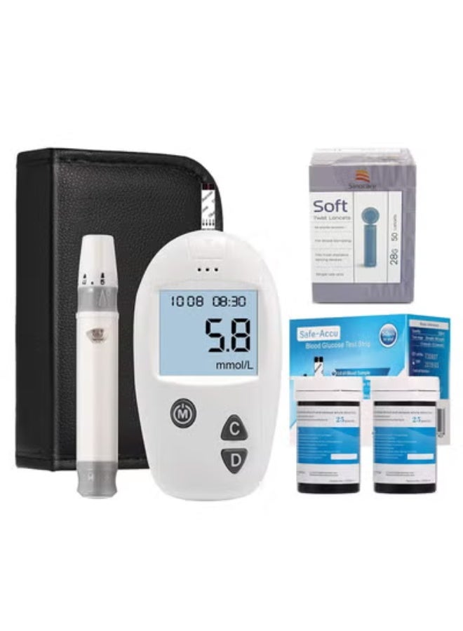 Blood Sugar Monitor Diabetes Testing Kit With 50 No Coding Test Strips 50 Lancets (unit: mmol/L) - Image 1