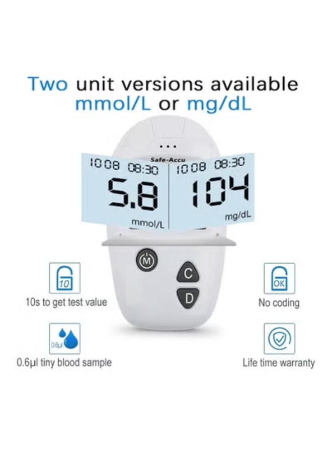 Blood Sugar Monitor Diabetes Testing Kit With 50 No Coding Test Strips 50 Lancets (unit: mmol/L) - Image 4