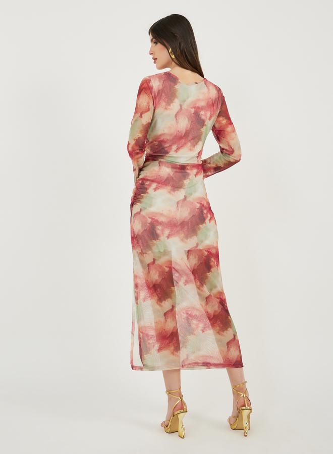 Styli Tie and Dye Print Long Sleeves Bodycon Midi Dress  - Image 5