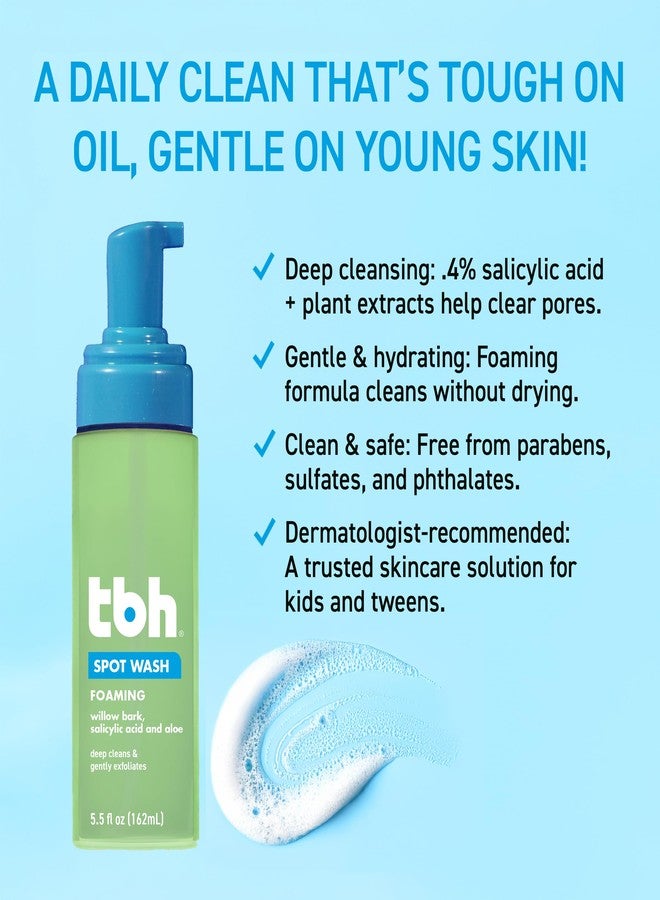 TBH Kids Spot Foam Face Wash – Gentle Daily Cleanser for Preteens & Teens – Salicylic Acid & Willow Bark for Oily & Sensitive Skin – Sulfate & Paraben-Free – 5.5 oz (Pack of 2 - Image 3