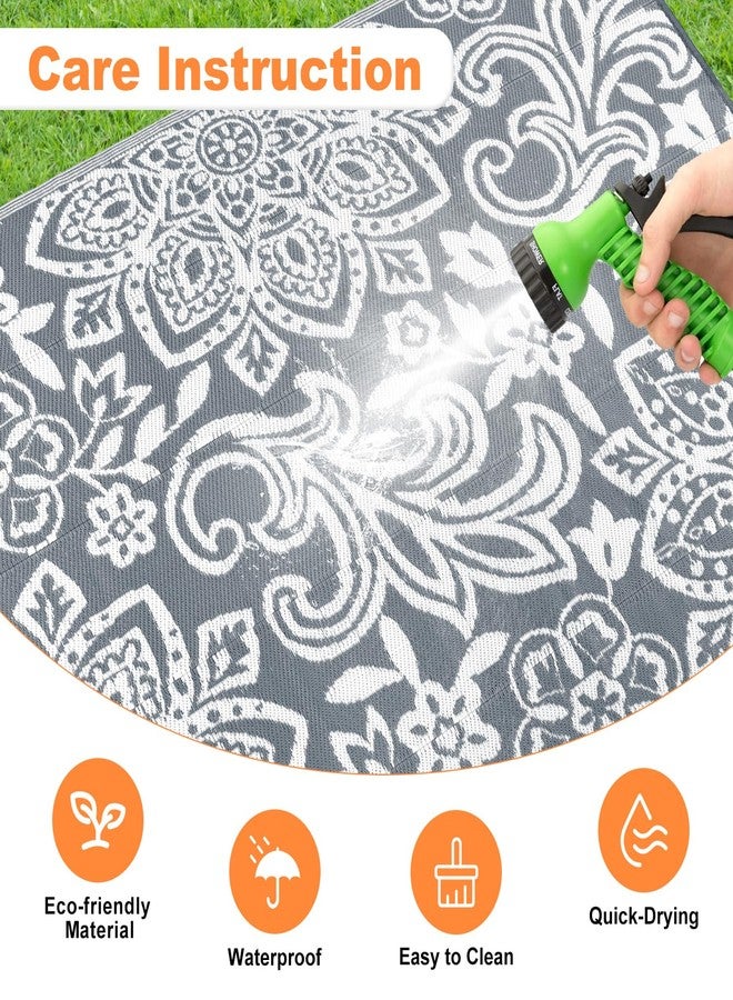 Findosom Waterproof Outdoor Rug 6' x 9' - Reversible Mandala Outdoor Plastic Straw Rug, Durable Foldable Patio Rug for RV, Deck, Balcony, Backyard, Picnic, Porch, Camping, Beach, Gray - Image 5