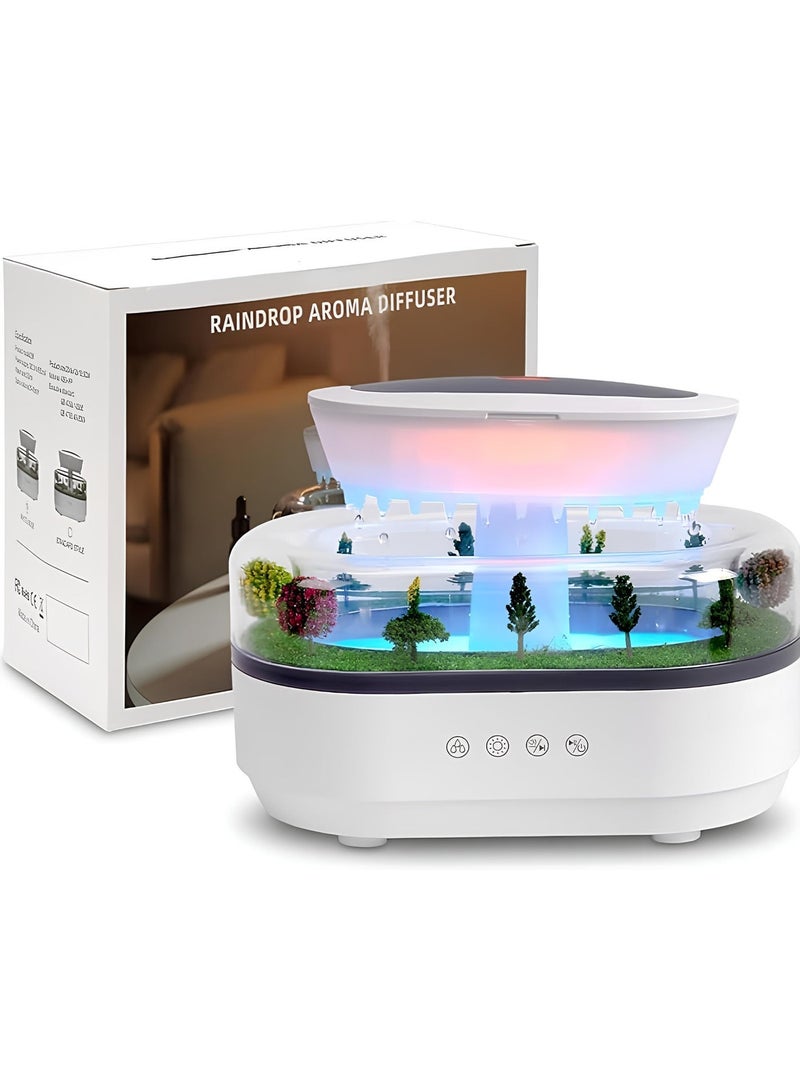 Rain Drop Humidifier with Water Drip Effect, LED Ambient Light & Aromatherapy – Quiet Ultrasonic Air Humidifier for Home & Bedroom - Image 1