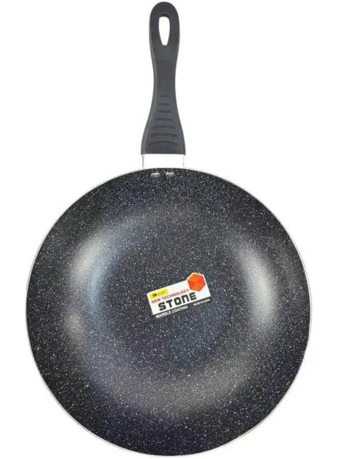STONE مقلاة غير لاصقة – أواني طهي صحية مع طلاء رخامى لعمل أومليت مثالي – مقلاة شيف من الألمنيوم متينة مع قاعدة تحريض لطهي سهل - 32 أسود - Image 1