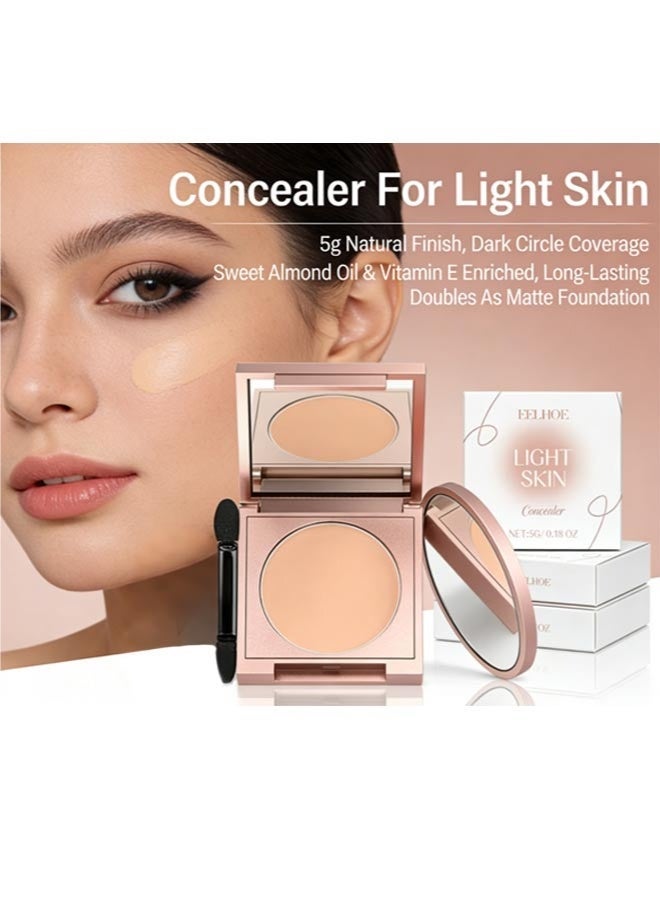 EELHOE Concealer For Light Skin, 5g Natural Finish, Dark Circle Coverage, Sweet Almond Oil & Vitamin E Enriched, Long-Lasting, Doubles As Matte Foundation - Image 1