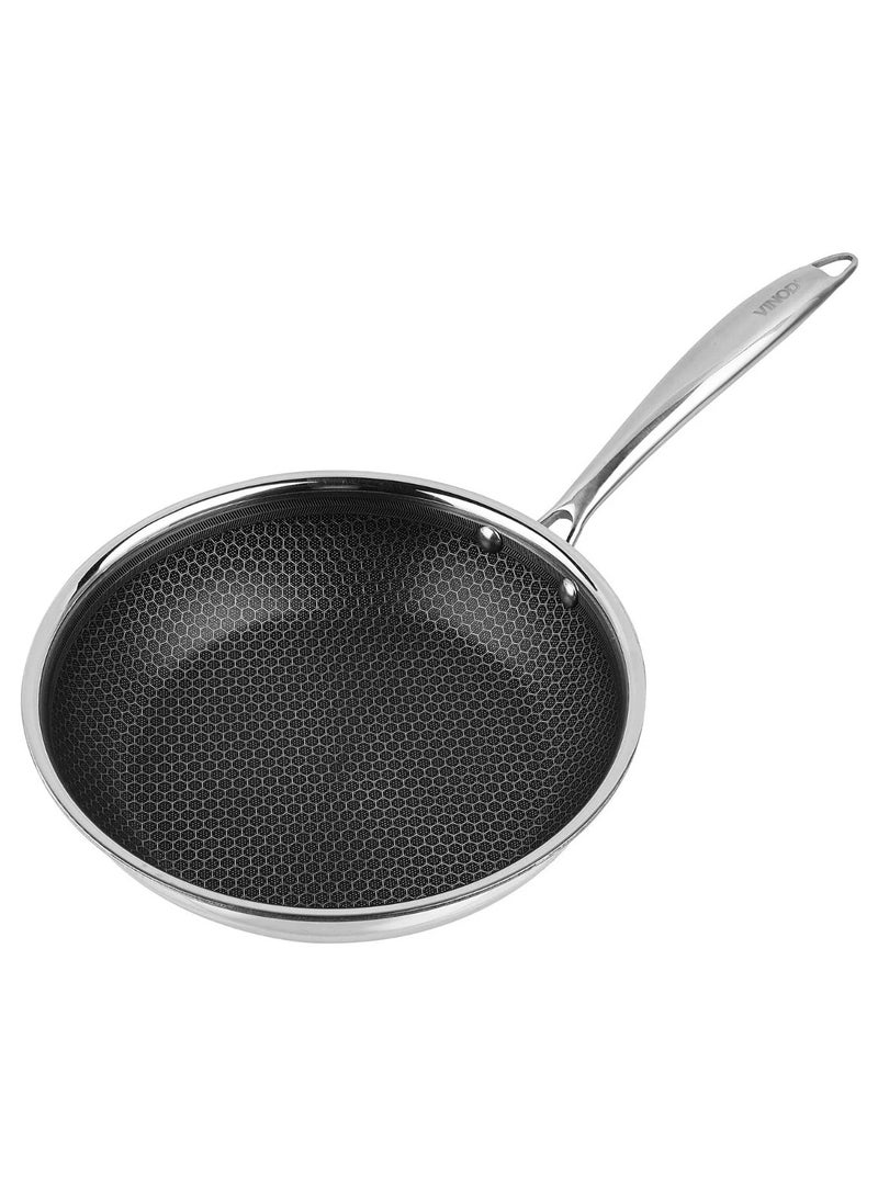 KITCHENOO Non-stick stainless steel wok pan with handle - honeycomb shape - 26 cm - Image 1