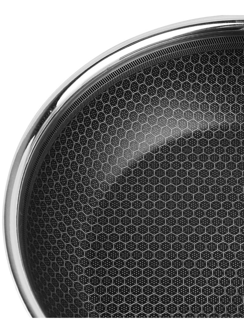 KITCHENOO Non-stick stainless steel wok pan with handle - honeycomb shape - 26 cm - Image 3