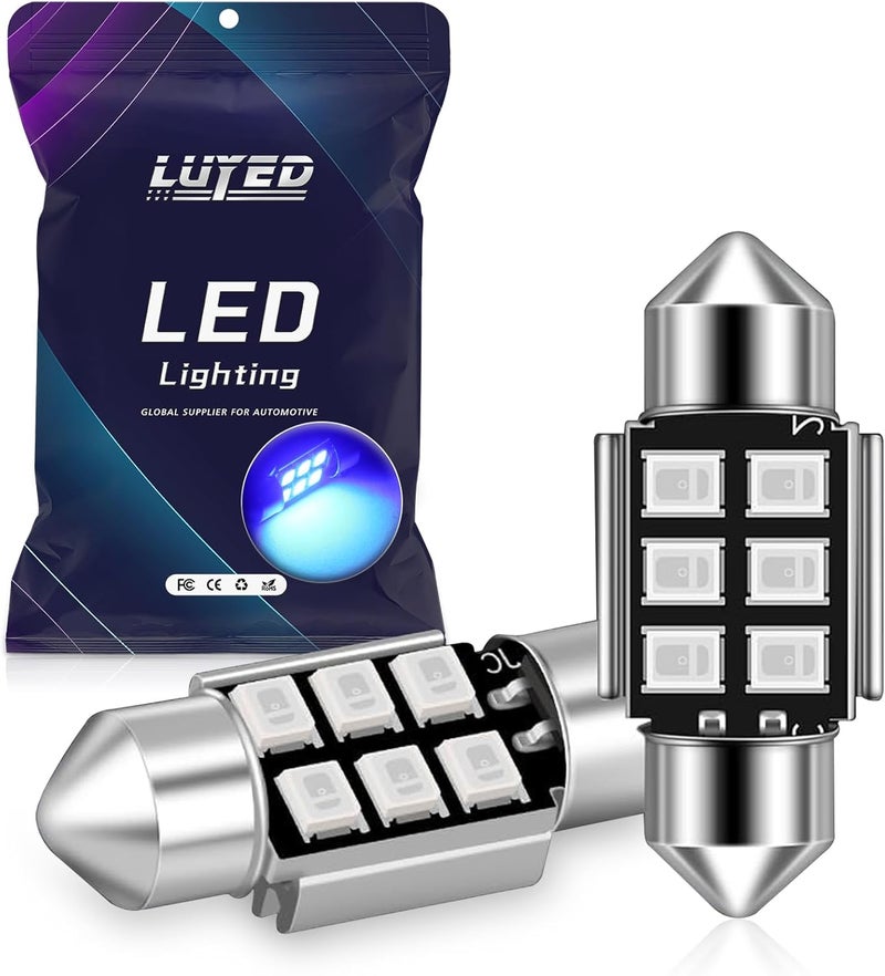 LUYED DE3175 LED Bulbs, Super Bright Blue 2835 Chipsets Canbus Error Free 31mm 1.25" DE3021 DE3022 3175 6428 LED Bulbs for Car Interior Map Reading Dome Trunk Courtesy Lights,Pack of 2 - Image 1